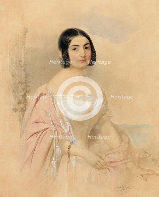 Portrait of Countess Marie von Tattenbach, née von Lion, 1840. Creator: Hau (Gau), Vladimir (Woldemar) Ivanovich (1816-1895).
