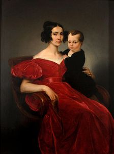 Portrait of Countess Teresa Zumali Marsili with her son Giuseppe, 1831-1833. Creator: Hayez, Francesco (1791-1882)