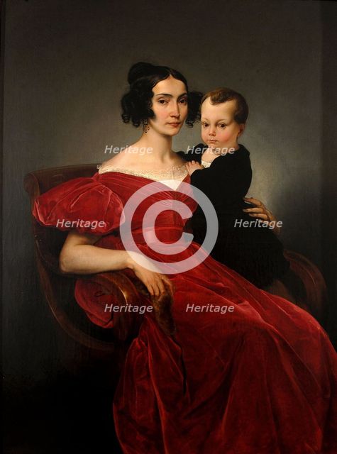 Portrait of Countess Teresa Zumali Marsili with her son Giuseppe, 1831-1833. Creator: Hayez, Francesco (1791-1882).