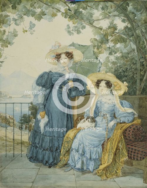 Portrait of Countess Yekaterina Artemyevna Vorontsova (1780-1836) and Princess Yelena Mikhaylovna Galitzine (1776-1856), 1825. Artist: Briullov, Alexander Pavlovich (1798-1877)