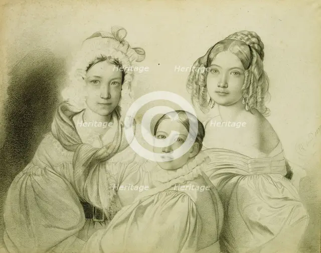 Portrait of Countesses Praskovia, Nadezhda and Maria Vyazemsky, 1835. Artist: Bruni, Fyodor Antonovich (1800-1875)