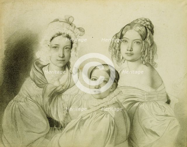 Portrait of Countesses Praskovia, Nadezhda and Maria Vyazemsky, 1835. Artist: Bruni, Fyodor Antonovich (1800-1875)