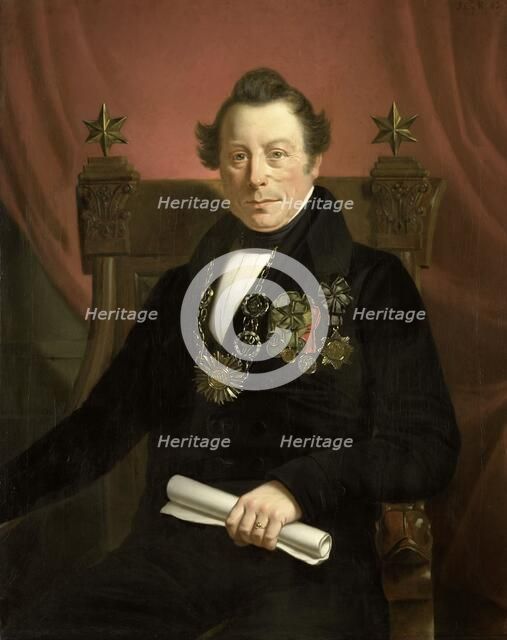 Portrait of Coenraad van Hulst, Actor, as President of the Arts-Promoting Company VW in Amsterdam (s Creator: Jan Cornelis van Rossum.