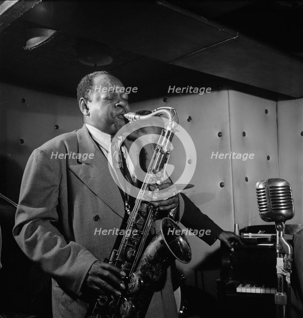 Portrait of Coleman Hawkins and Miles Davis, Three Deuces, New York, N.Y., ca. July 1947. Creator: William Paul Gottlieb.