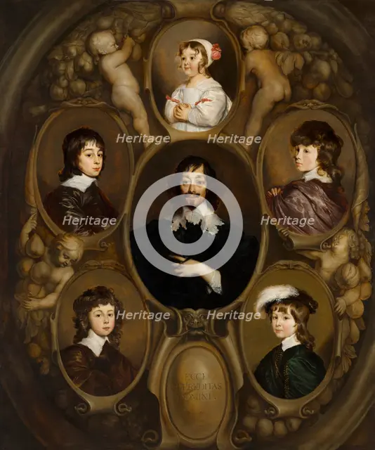 Portrait of Constantijn Huygens (1596-1687) and his Five Children. Creator: Adriaen Hanneman.