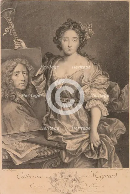 Portrait of Catherine Mignard, Comtesse de Feuquières (1657-1742), 1735. Creator: Daullé, Jean (1703-1763).