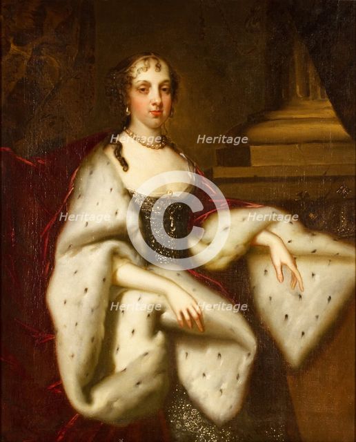 Portrait of Catherine of Braganza (1638-1705), Queen consort of England, 3rd quarter of 17th century Creator: Lely, Sir Peter (1618-1680).