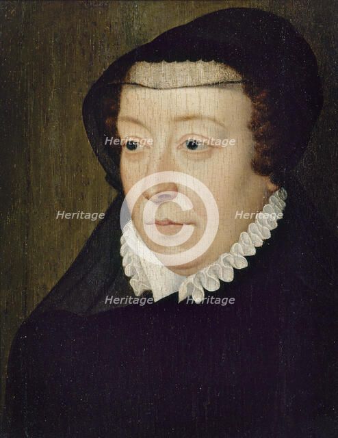 Portrait of Catherine de' Medici (1519-1589), 1565. Creator: Clouet, François, (School)  .