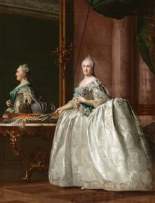 Portrait of Catherine II in front of a Mirror, 1763. Creator: Vigilius Erichsen