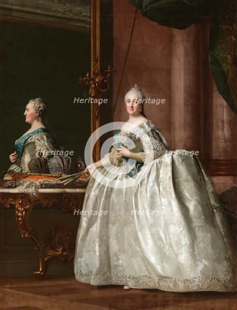 Portrait of Catherine II in front of a Mirror, 1763. Creator: Vigilius Erichsen.