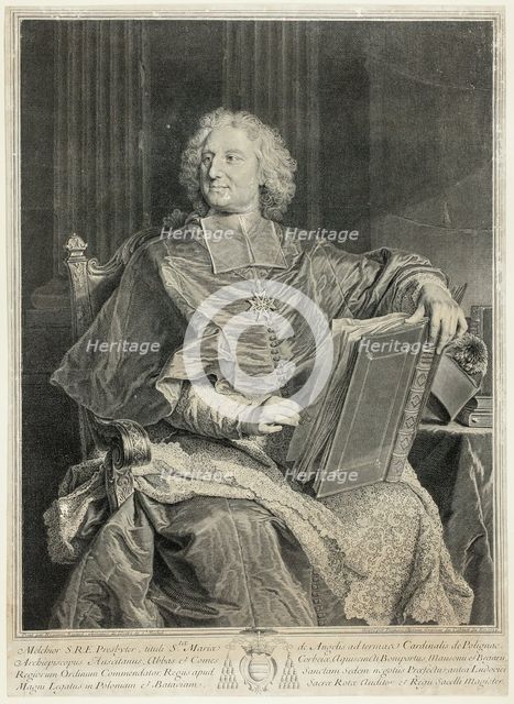 Portrait of Cardinal de Polignac, 1729. Creator: François Chereau the Elder.