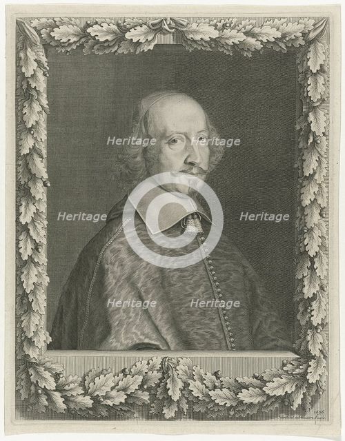 Portrait of Cardinal Mazarin, 1656. Artist: Nanteuil, Robert (1623-1678)