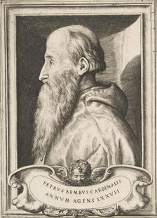 Portrait of Cardinal Pietro Bembo facing left, 1572. Creator: Giulio Bonasone