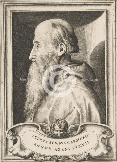 Portrait of Cardinal Pietro Bembo facing left, 1572. Creator: Giulio Bonasone.