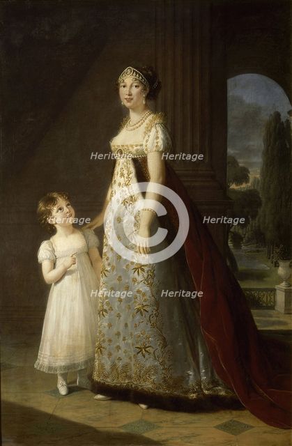 Portrait of Caroline Bonaparte (1782-1839), Queen of Naples and Sicily, with her daughter, Letizia, 1807. Artist: Vigée-Lebrun, Marie Louise Elisabeth (1755-1842)