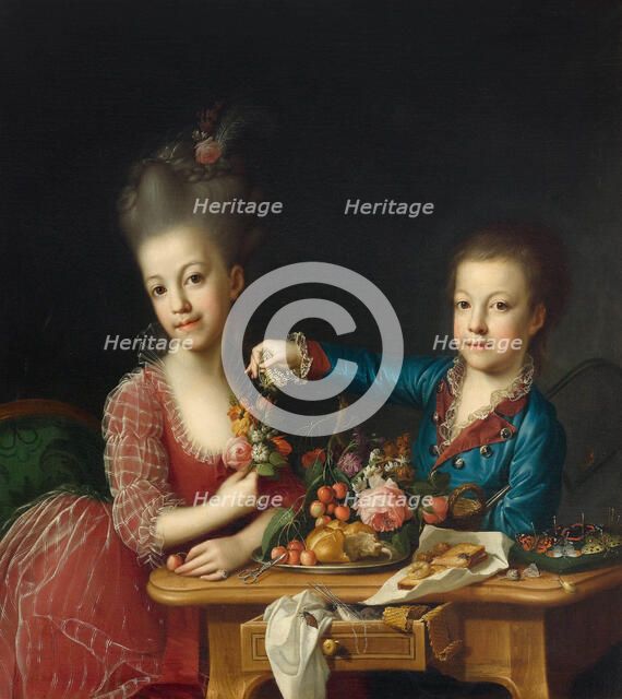 Portrait of Caroline Pichler (1769-1843) and her brother. Creator: Hickel, Anton (1745-1798).