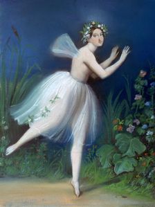 Portrait of Carlotta Grisi in Giselle 1841. Artist: Theophile Gautier