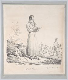 Portrait of Carle Vernet Sketching, 1816. Creator: Émile Jean-Horace Vernet