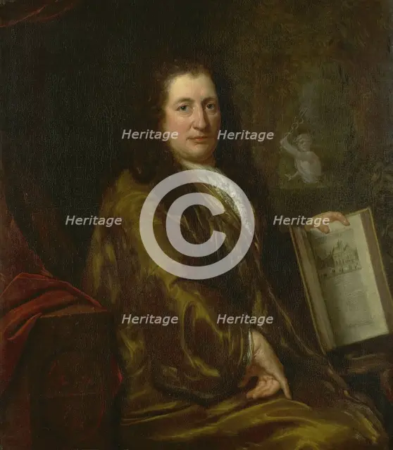Portrait of Caspar Commelin, bookseller, newspaper publisher and author of the official history of A Creator: David van der Plas.
