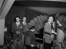 Portrait of Chubby Jackson, Conte Candoli, and Emmett Carls, Esquire Club...Long Island, N.Y., 1947. Creator: William Paul Gottlieb