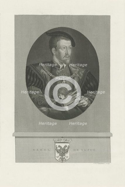 Portrait of Charles V of Spain (1500-1558), 1848-1849. Artist: Reckleben, Jan Frederik Christiaan (1819-1879)