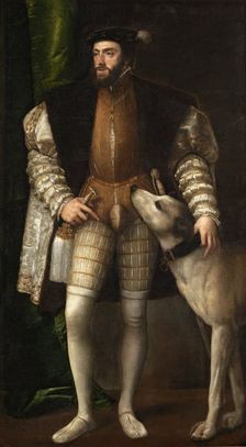 Portrait of Charles V with a Dog, 1533. Creator: Titian