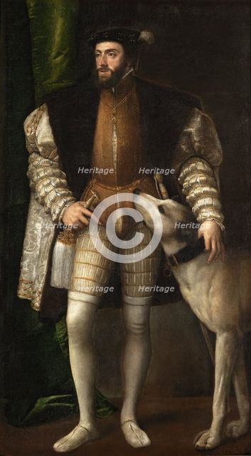 Portrait of Charles V with a Dog, 1533. Creator: Titian.