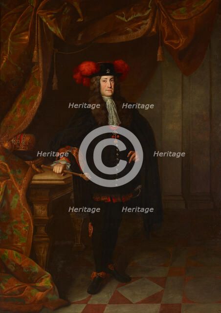 Portrait of Charles VI (1685-1740), Holy Roman Emperor, ca 1730. Creator: Auerbach, Johann Gottfried (1697-1753).