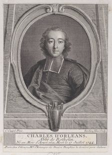 Portrait of Charles d'Orleans, Abbe of Rothelin, 1744-49., 1744-49. Creator: Nicolas Henri Tardieu