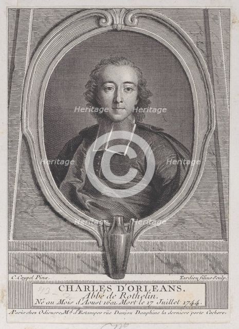 Portrait of Charles d'Orleans, Abbe of Rothelin, 1744-49., 1744-49. Creator: Nicolas Henri Tardieu.