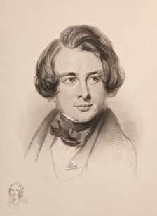 Portrait of Charles Dickens. Sketch of Dickens sister Fanny, bottom left , 1842. Creator: Anonymous