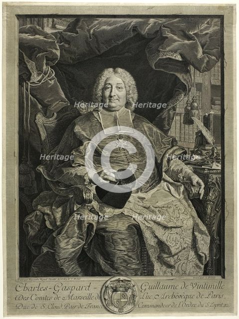 Portrait of Charles-Gaspard-Guillaume de Vintimille, Archbishop of Paris, 1736. Creator: Claude Drevet.