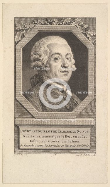 Portrait of Charles George Fenouillot de Falbaire de Quingey, 1787. Creator: Augustin de Saint-Aubin.