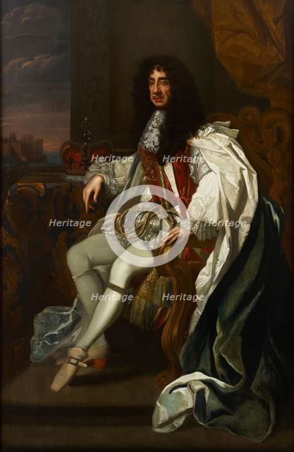 Portrait of Charles II of England (1630-1685), in the robes of the Order of the Garter.