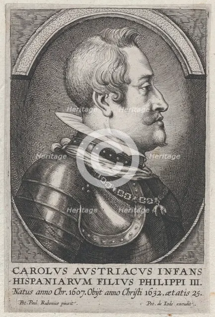 Portrait of Charles of Austria, Infante of Spain, in profile to the right, ca. 1650. Creator: Pieter de Jode II.