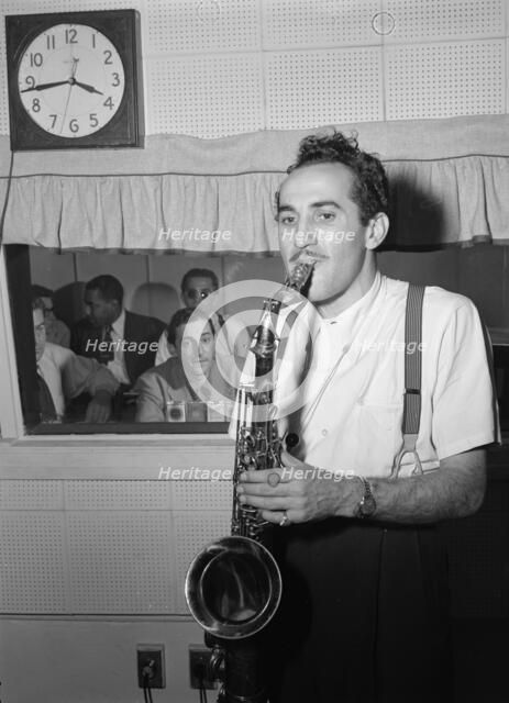 Portrait of Charlie Ventura and Herb Abramson, National studio(?), New York, N.Y., ca. 1946. Creator: William Paul Gottlieb.