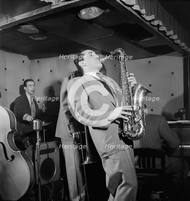 Portrait of Charlie Ventura, Dave Tough, Bill Harris, and Ralph Burns, Three Deuces, N.Y., 1947. Creator: William Paul Gottlieb.