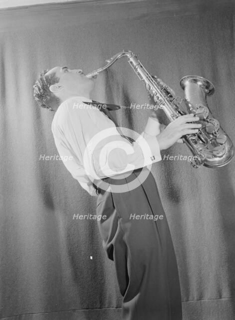 Portrait of Charlie Ventura, William P. Gottlieb's home (table tennis room), N.Y., ca. Apr. 1947. Creator: William Paul Gottlieb.