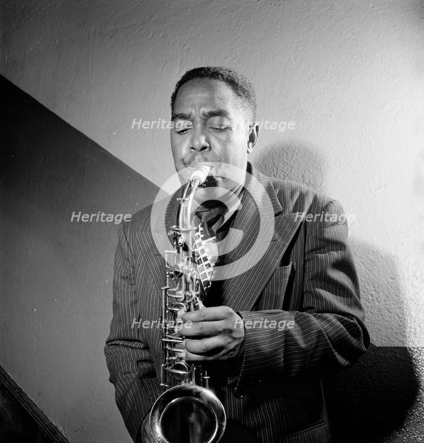 Portrait of Charlie Parker, Carnegie Hall, New York, N.Y., ca. 1947. Creator: William Paul Gottlieb.