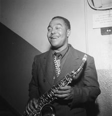 Portrait of Charlie Parker, Carnegie Hall, New York, N.Y., ca. 1947. Creator: William Paul Gottlieb