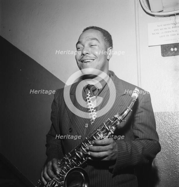 Portrait of Charlie Parker, Carnegie Hall, New York, N.Y., ca. 1947. Creator: William Paul Gottlieb.