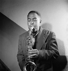 Portrait of Charlie Parker, Carnegie Hall, New York, N.Y., ca. 1947. Creator: William Paul Gottlieb