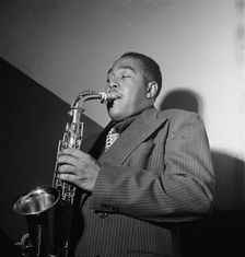 Portrait of Charlie Parker, Carnegie Hall, New York, N.Y., ca. 1947. Creator: William Paul Gottlieb