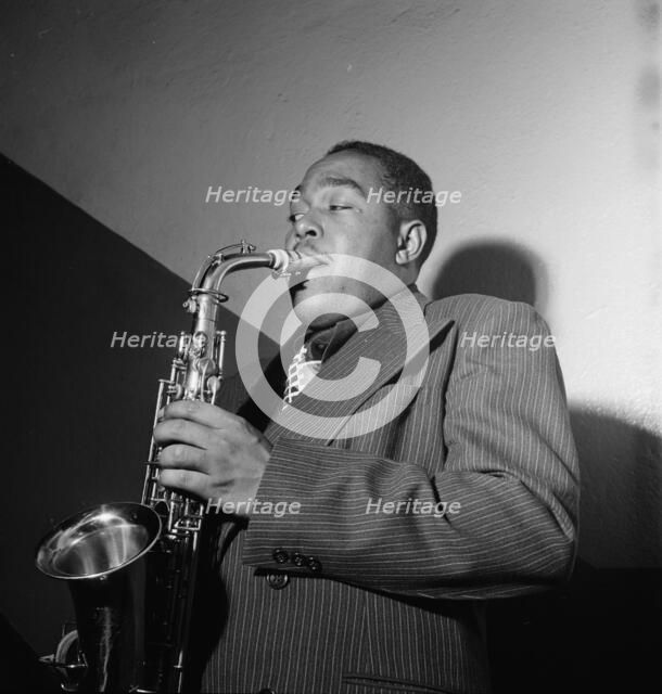 Portrait of Charlie Parker, Carnegie Hall, New York, N.Y., ca. 1947. Creator: William Paul Gottlieb.