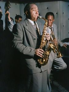 Portrait of Charlie Parker, Tommy Potter, Miles Davis, and Max Roach, Three Deuces, N.Y., 1947. Creator: William Paul Gottlieb