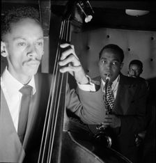 Portrait of Charlie Parker, Tommy Potter, and Max Roach, Three Deuces, New York, N.Y., ca.Aug. 1947. Creator: William Paul Gottlieb