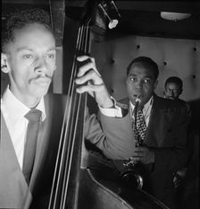 Portrait of Charlie Parker, Tommy Potter, and Max Roach, Three Deuces, New York, N.Y., ca.Aug. 1947. Creator: William Paul Gottlieb