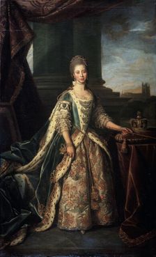 Portrait of Charlotte of Mecklenburg-Strelitz, Wife of King George III of England 1773. Artist: Nathaniel Dance-Holland