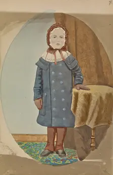 Portrait of child in winter coat, about 1850-1860. Creator: Unknown