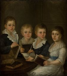 Portrait of Children of Kunegunda and Albert Ignacy Siedliski from Trzcianiec: Leon, Rozalia...1798. Creator: Unknown